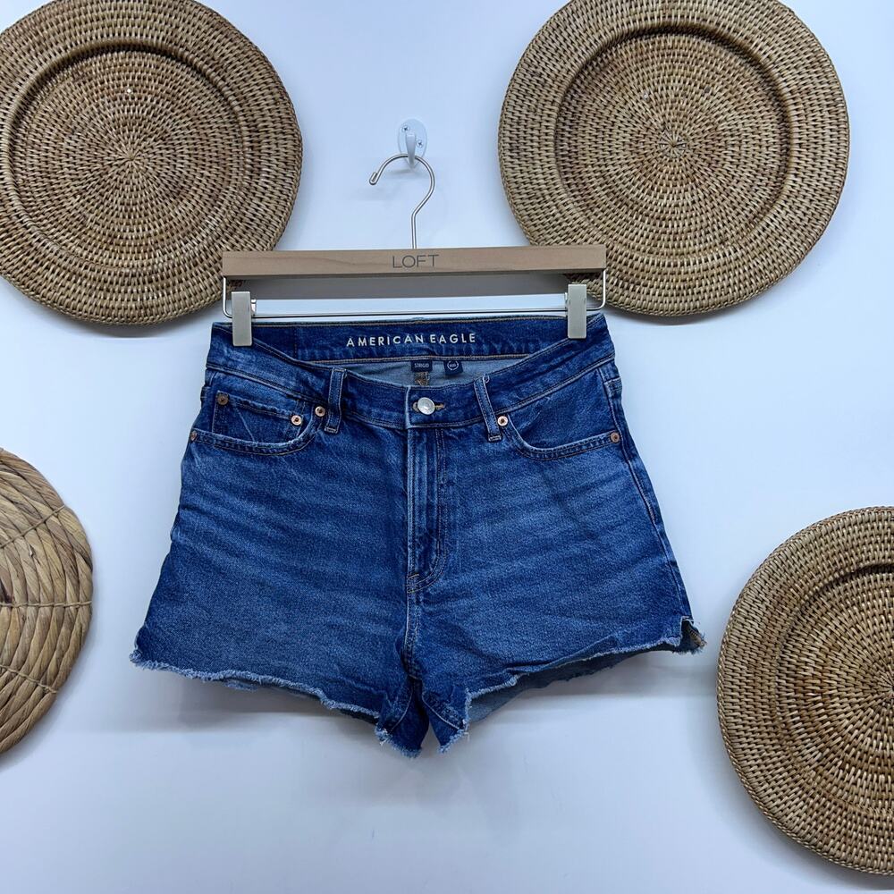AE American Eagle Relaxed Short 4 Denim Jean Shorts Raw Edge Summer
